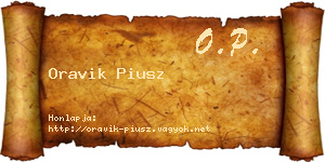Oravik Piusz névjegykártya